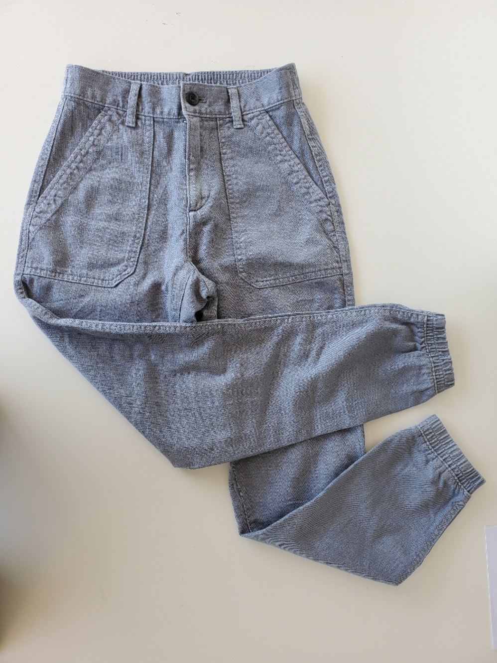 Gap XS Denim Joggers blue Casual Cargo Jeans High Waisted Pants Cotton Coastal